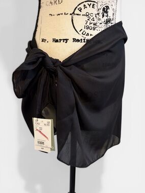 H&M Black Sheer Tie-Waist Beach Cover-Up